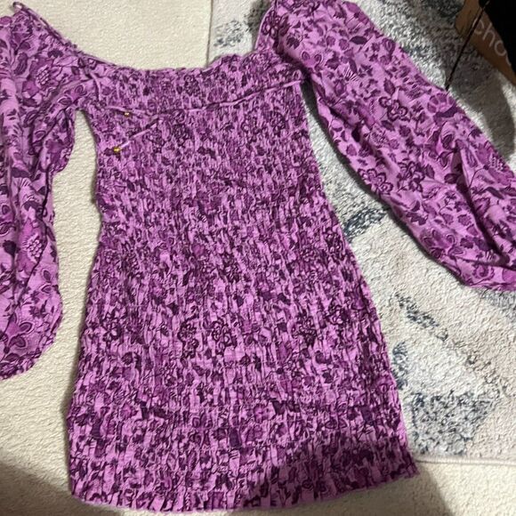 Free People Womens Smock It To Me Smocked Floral Mini Dress In Azalea Combo S - Picture 10 of 15